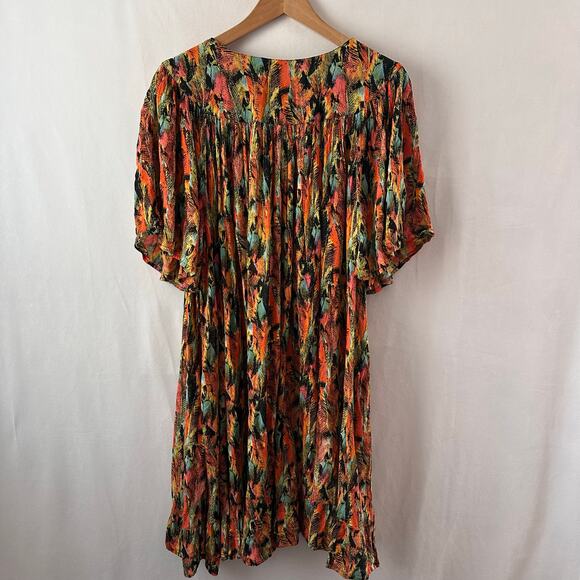 Go Softly Patio Dress House Muu Muu Lounge Feather Colorful Flowy Plus Size 1X - Picture 5 of 5